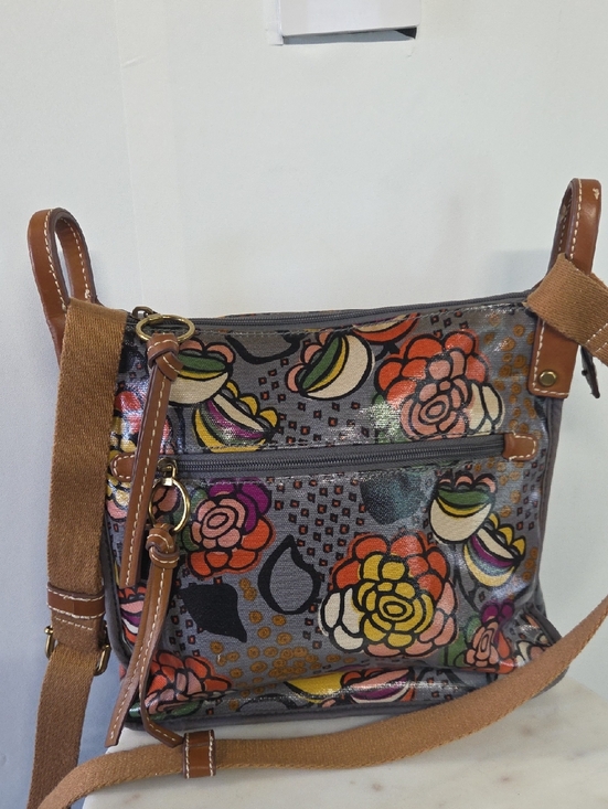 Fossil Handbags - Fossil Floral Crossbody Bag - Gray with Multicolor Flowers